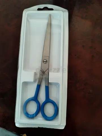New stainless steel scissors with blue handles - unopened pack