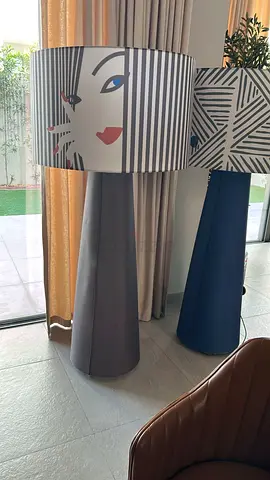 Designerd Floor Lamps with Graphic Drum Shades