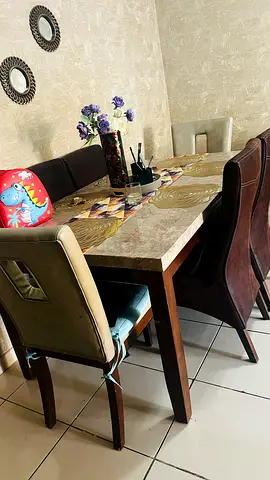 Marble 6 seater dining table with chairs 700aed