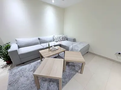 Light Grey L-shaped Corner Sofa with Coffee Tables and Rug - only used for 8 months
