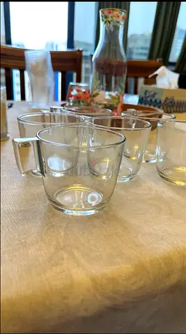 Set of Clear Glass Coffee Mugs