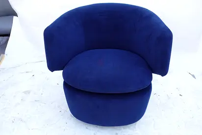 (46) Modern, Deep Navy Blue Swivel Barrel Chair