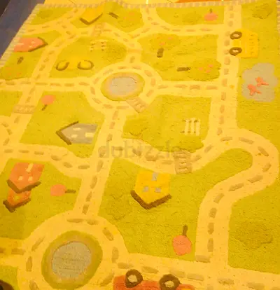 PURE WOOL POTTERY BARN Interactive Play Road Carpet for Kids 5x 8 feet