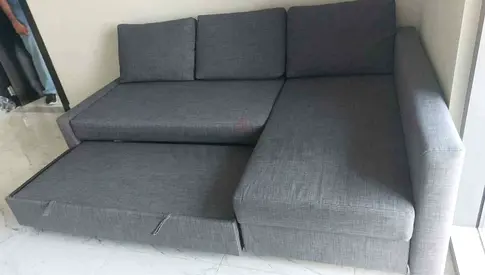 Grey L-shaped Sofa with storage Corner Couch