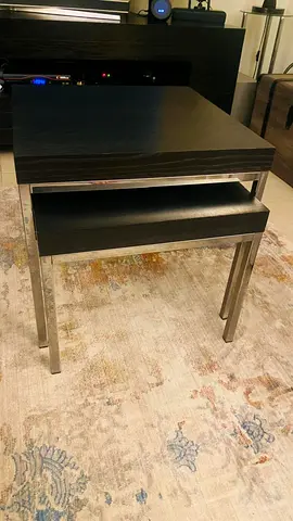 Set of 2 Black Nesting Side Tables — Compact Modern Design