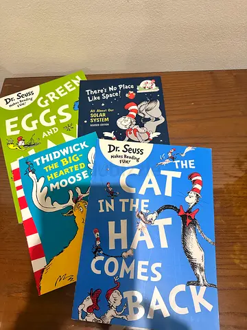Set of 4 Dr. Seuss Childrens Books (Cat in the Hat, Green Eggs and Ham, Thidwick  More)
