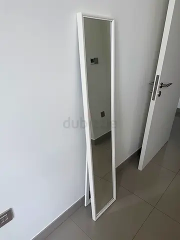 Standing mirror, white, 30x150 cm (FLAKNAN)