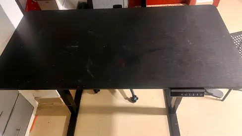 Used black study/office table - sturdy wooden top, good condition