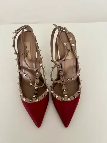 My Valentino Rockstud red pointed slingbacks