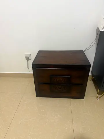 2 pice Dark wood bedside nightstand - compact side table