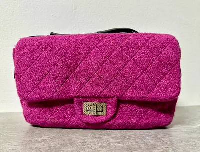 Pink Quilted Fabric Shoulder Bag with Top Handle