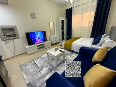 First-time occupancy studio apartment for monthly rent in Al Yasmin Towers, opposite City Centre Ajm
