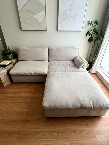 Beige Fabric Modular Sofa with Chaise - Gently Used