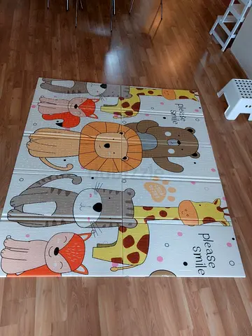 Foldable Baby Play Mat with Cute Animal Print - Large, Clean