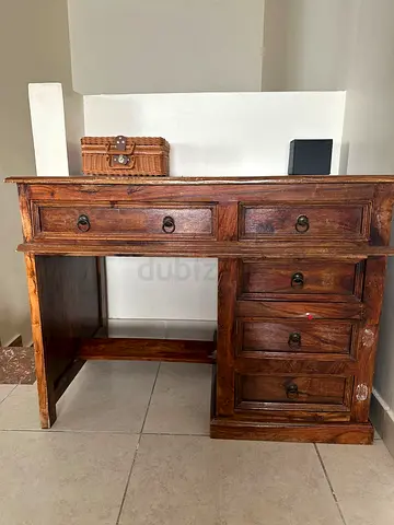 Solid Wooden Study Desk with Drawers and antique finish
