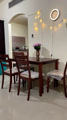 Wooden 4 Seater Dining Table with Chairs - Good Condition