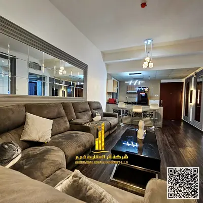 شقة فاخرة غرفة وصالة اطلالة مفتوحة مفروشة فرش جديد للايجار الشهرى بعجمان - النعيمية3 - السيتى تاور