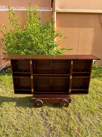 Wooden Bar Cart on Wheels