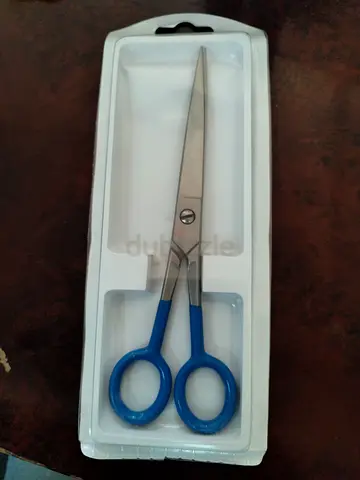 New Stainless Steel Scissors with Blue Handles - Unused