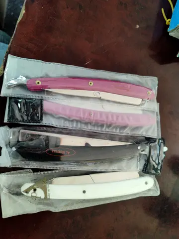Set of 4 Straight (Cut‑Throat) Razors — Assorted Handles, Good Condition