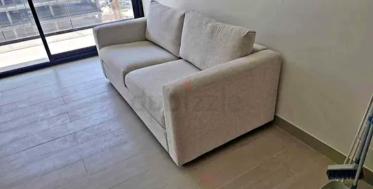 Light Grey 2-Seater Fabric Sofa - Good Condition