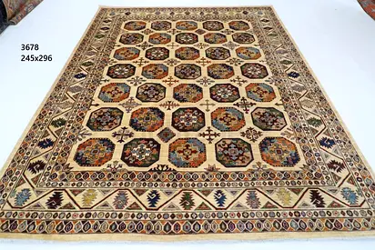2.5x3m yHandwoven traditional afghan wool carpet rug (245 x 296 cm) living room carpet