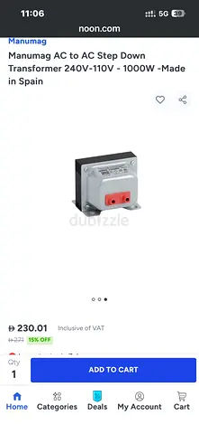 Manumag AC to AC Step Down Transformer 240V-110V - 1000W