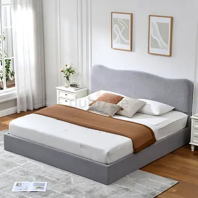 Curved wave headboard super king hydraulic bed