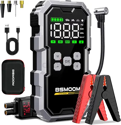Bsmoom 7000A Jump Starter with Air Compressor, 26800mAh Battery Jumper Starter Portable, 150PSI Tire