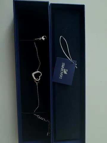 Swarovski Double Heart Crystal Bracelet - Silver Tone