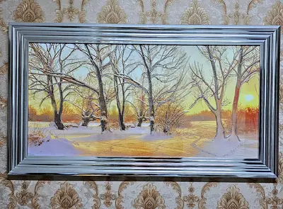 Large Framed Winter Landscape Wall Art (Silver Frame)