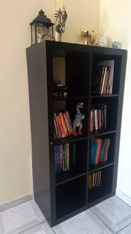 Black 12-cube bookshelf — used, good condition