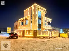 Corner Villa with (pool)|ajman| al helio2| 5 master rooms, majlis, 2 halls, roof, pool| freehold | p