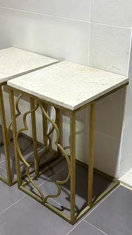 3 Elegant Side Tables with Gold Frame