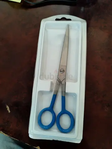 New stainless steel multi-purpose scissors with blue handles - unused