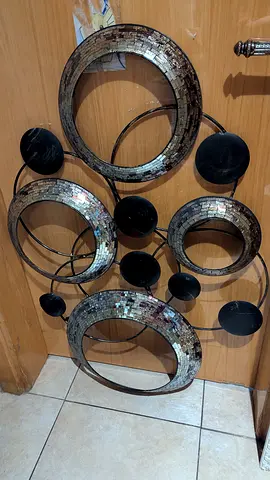 Decorative Mosaic Circular Wall Art - Metal Rings with Mirror Tiles