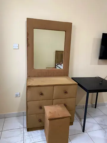 Vintage Cream Dressing Table with Stool