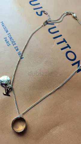 Silver-tone Louis Vuitton inspired pendant necklace — adjustable chain