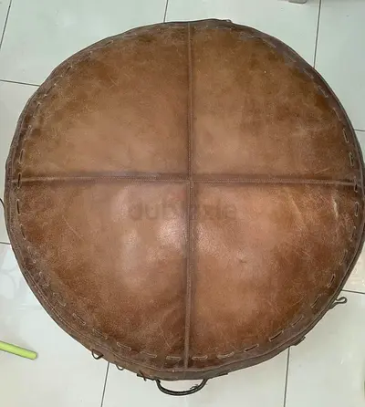 ID Design Backless Brown Leather Pouf Ottoman