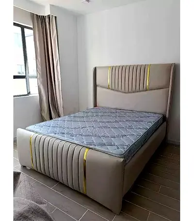 Brand New Upholstered Double Bed - Modern Beige