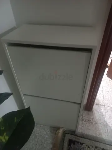 White Sliding Door Storage Cabinet - Compact Cupboard