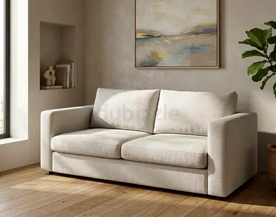 Beige 2-Seater Fabric Sofa - Lightly Used