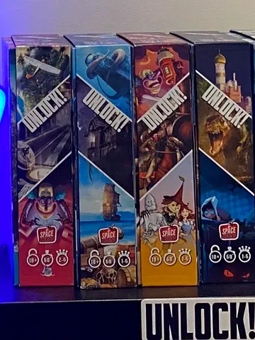 Set of 4 Unlock! Cooperative Escape Room Card Games (Like New in Boxes)