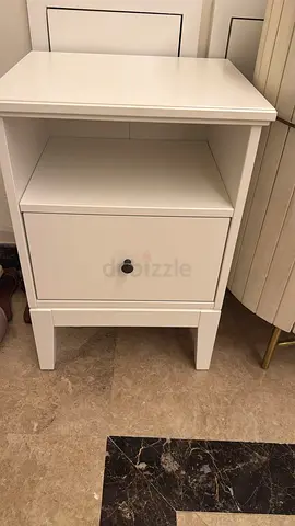 White Wooden Bedside Table / Nightstand with Drawer
