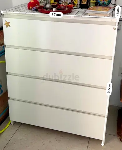 White Storage Chest with Drawers