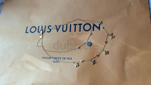 Authentic Louis Vuitton Signature Charm Necklace - Gold Tone