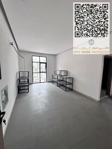 1 bedroom apartment for annual rent in Al Nakheel 1, Ajman with super luxury finishing (first tenant). Split AC + built-in wardrobes + prime location,