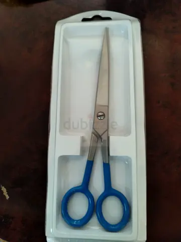New Stainless Steel Scissors with Blue Handles (Unused in Packaging)