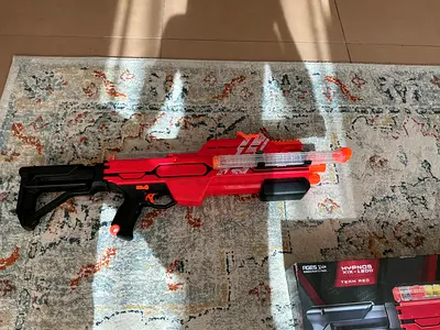 Red foam dart blaster with shoulder stock (toy gun) - good condition