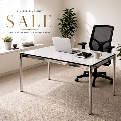 USM Haller table pearl gray white laminate (T59)